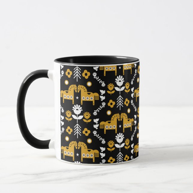 Scandinavian Horse Folk Art Mugg (Vänster)