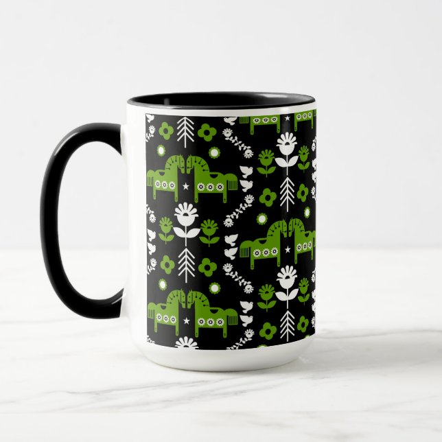 Scandinavian Horse Folk Art Mugg (Vänster)