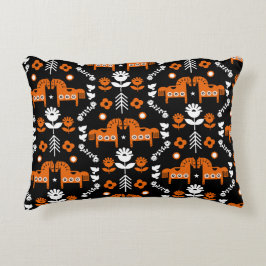 Scandinavian Horse Folk Art Prydnadskudde