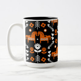 Scandinavian Horse Folk Art Två-Tonad Mugg