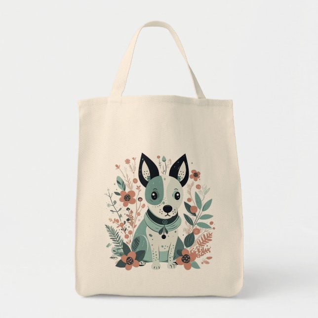 Scandinavian Hund Tote Bag Tygkasse (Framsidan)