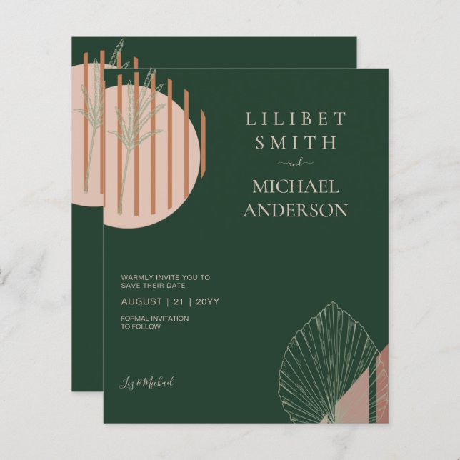 Scandinavian Japandi Abstrakt Shapes Save DATE (Fram/baksida)