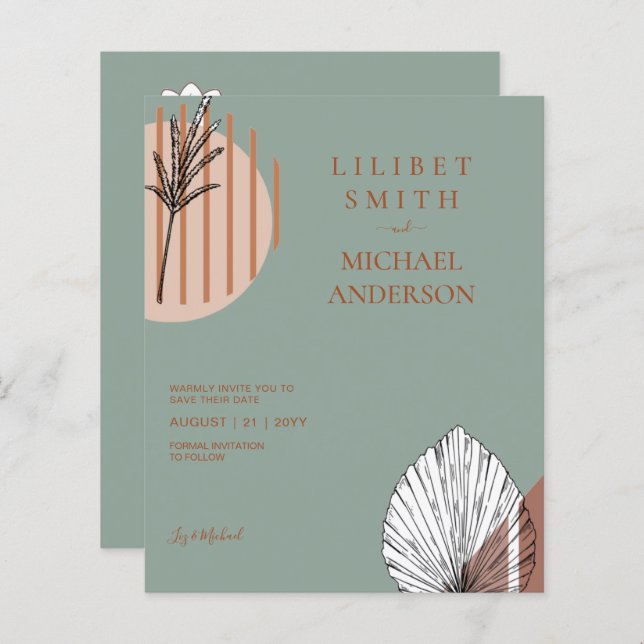 Scandinavian Japandi Abstrakt Shapes Save DATE (Fram/baksida)