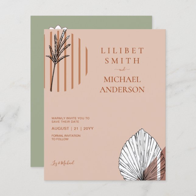 Scandinavian Japandi Abstrakt Shapes Save DATE (Fram/baksida)