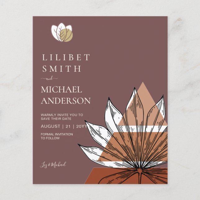 Scandinavian Japandi Abstrakt Shapes Save DATE Flygblad (Framsidan)