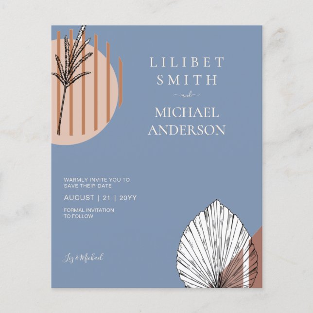 Scandinavian Japandi Abstrakt Shapes Save DATE Flygblad (Framsidan)