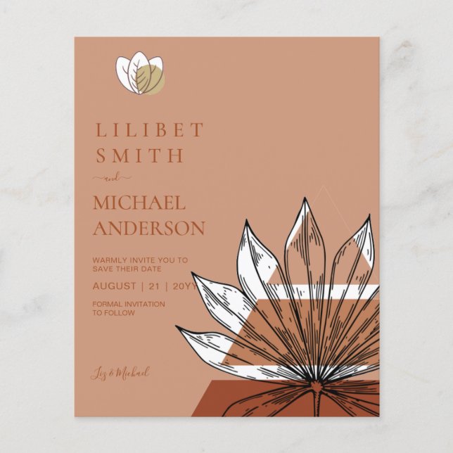 Scandinavian Japandi Abstrakt Shapes Save DATE Flygblad (Framsidan)