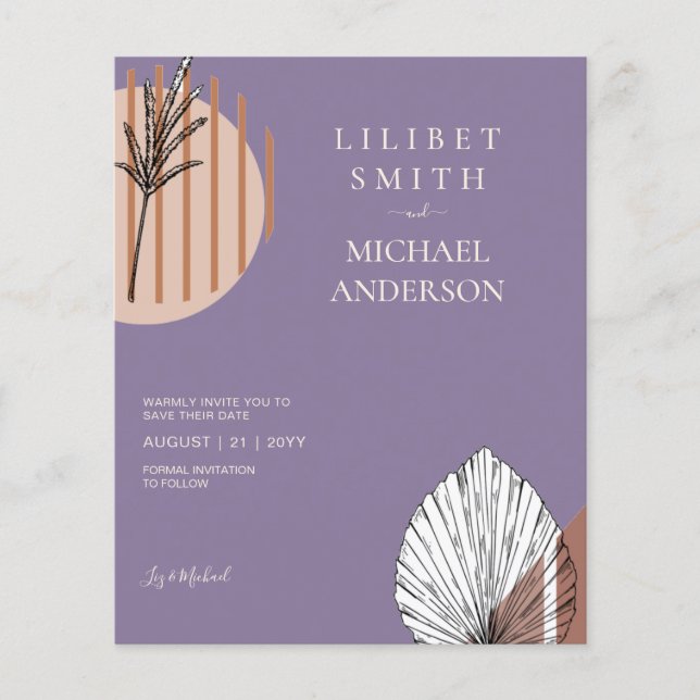 Scandinavian Japandi Abstrakt Shapes Save DATE Flygblad (Framsidan)