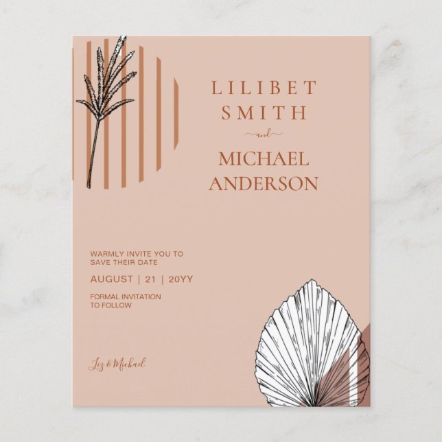 Scandinavian Japandi Abstrakt Shapes Save DATE Flygblad (Framsidan)