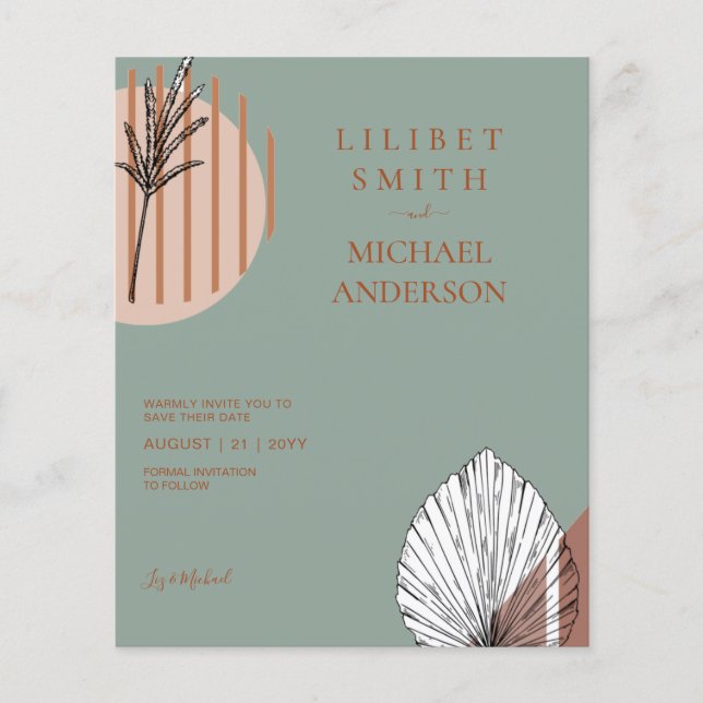 Scandinavian Japandi Abstrakt Shapes Save DATE Flygblad (Framsidan)