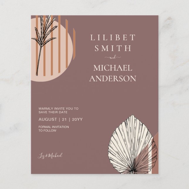 Scandinavian Japandi Abstrakt Shapes Save DATE Flygblad (Framsidan)