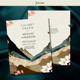 Scandinavian Japandi Bröllop Theme Earth Tones Inbjudningar