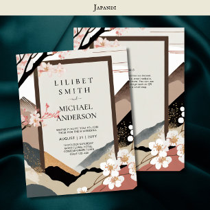 Scandinavian Japandi Bröllop Theme Earth Tones Inbjudningar