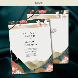Scandinavian Japandi Bröllop Theme Earth Tones Inbjudningar