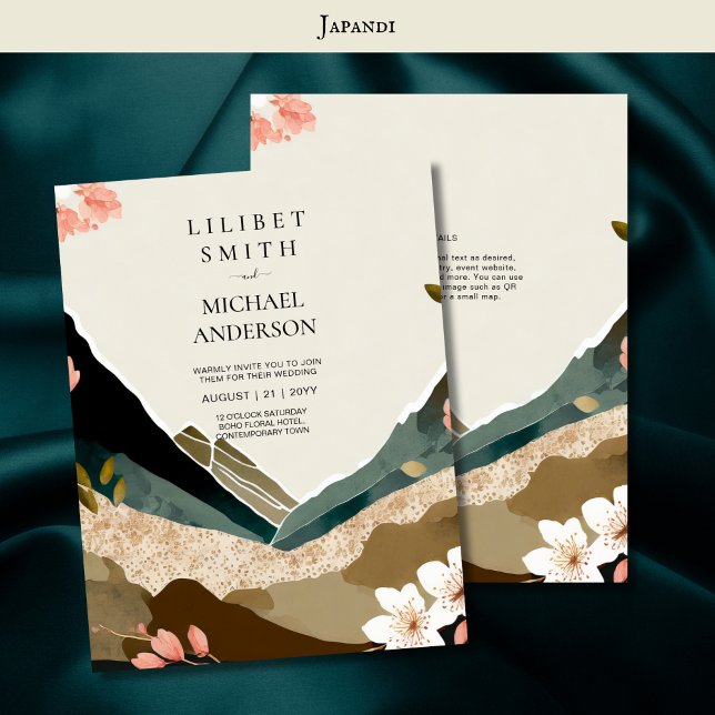 Scandinavian Japandi Bröllop Theme Earth Tones Inbjudningar (Skapare uppladdad)