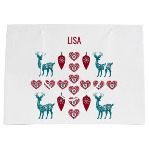 Scandinavian jul Hearts Reindeer Red Baubles