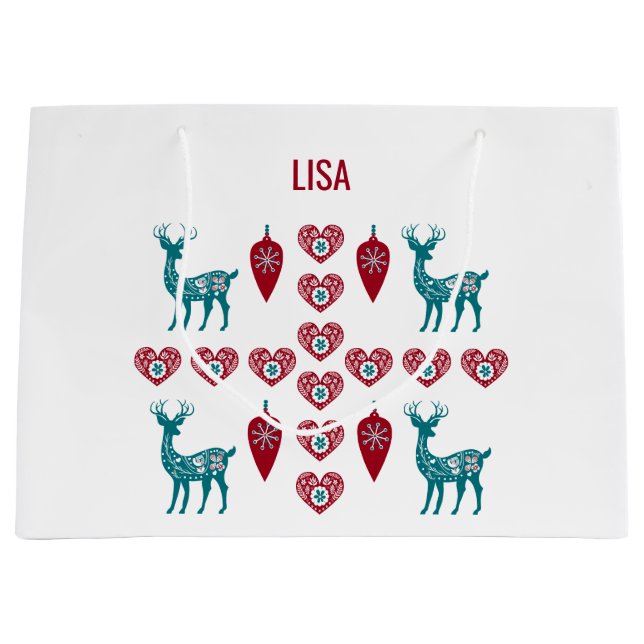 Scandinavian jul Hearts Reindeer Red Baubles (Framsidan)