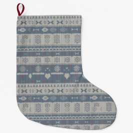 Scandinavian Knit Pet Stocking with Snowflakes Stor Julstrumpa