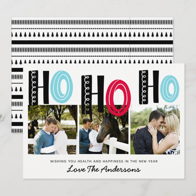 Scandinavian Lettering jul PHOTO Collage Inbjudningar (Fram/baksida)