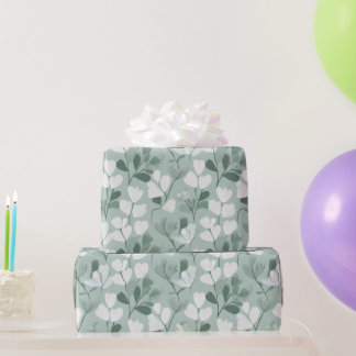 Scandinavian Light Green Leaf Sage Floral Pattern Presentpapper