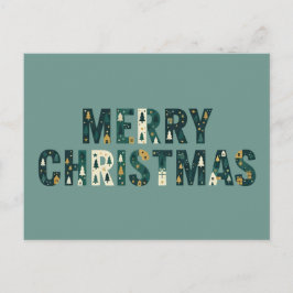 Scandinavian Merry Christmas Tree Winter Snow Helg Vykort