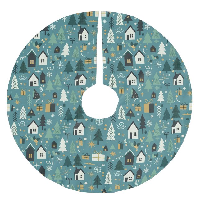 Scandinavian Merry Christmas Tree Winter Snow Julgransmatta Borstad Polyester (Framsidan)