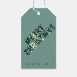 Scandinavian Merry Christmas Typography Presentetikett