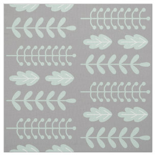Scandinavian Modern Sage Grönt Löv on Grått Tyg
