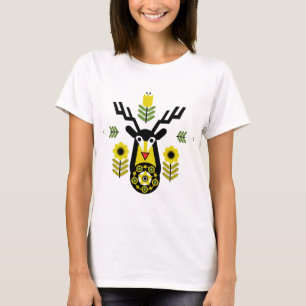 Scandinavian Nature Hjort Head Art T Shirt