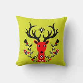 Scandinavian Nature Hjort Head Art T-Shirt Throw P Kudde