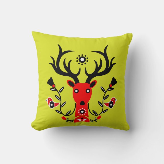 Scandinavian Nature Hjort Head Art T-Shirt Throw P Kudde (Framsida)