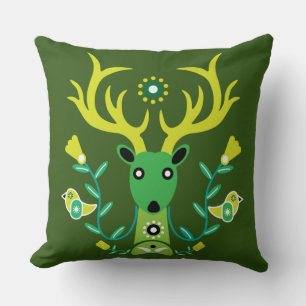 Scandinavian Nature Hjort Head Art T-Shirt Throw P Kudde