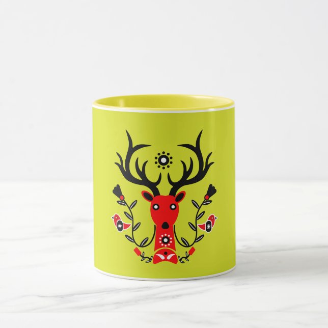 Scandinavian Nature Hjort Head Art T-Shirt Throw P Mugg (Center)