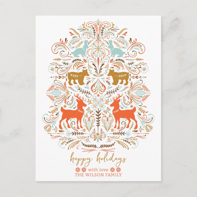 Scandinavian Nordic Folk art Fable Christmas  Helg Vykort (Framsida)