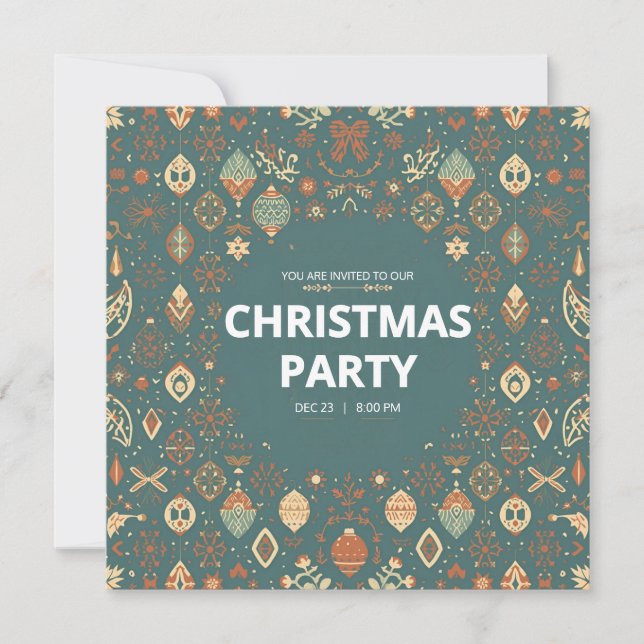 Scandinavian Ornament Christmas Party Invitation Inbjudningar (Framsida)