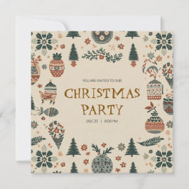 Scandinavian Ornaments Christmas Party Invitation Inbjudningar