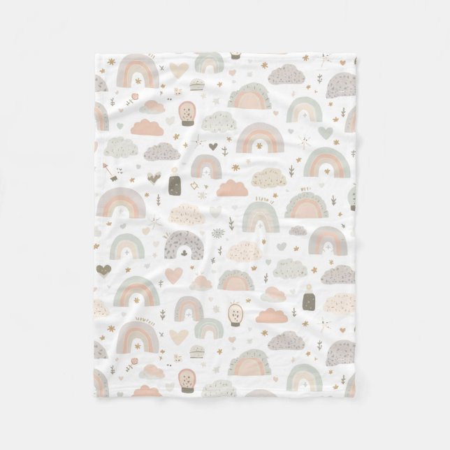 Scandinavian Pastel Baby Nursery Blanket | Soft Fleecefilt (Framsidan)