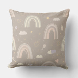 Scandinavian Pastel Nursery Pillow | Soft Rainbows Kudde