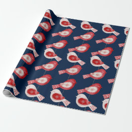 Scandinavian Red Bird Presentpapper