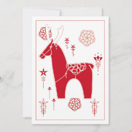 Scandinavian Red Folk Art Business Helgdagskorts