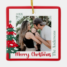 Scandinavian Red & Grönt One Photo God jul