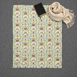 Scandinavian Rosemaling Monogram Mönster Nordic Fleecefilt