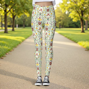 Scandinavian Rosemaling Monogram Mönster Nordic Leggings