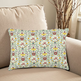 Scandinavian Rosemaling Monogram Pattern Nordic Prydnadskudde