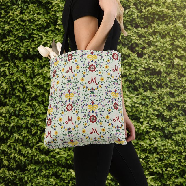 Scandinavian Rosemaling Monogram Pattern Nordic Tygkasse (Skapare uppladdad)