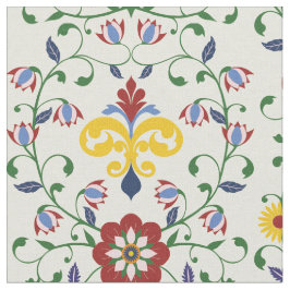 Scandinavian Rosemaling Pattern Nordic Floral Tyg