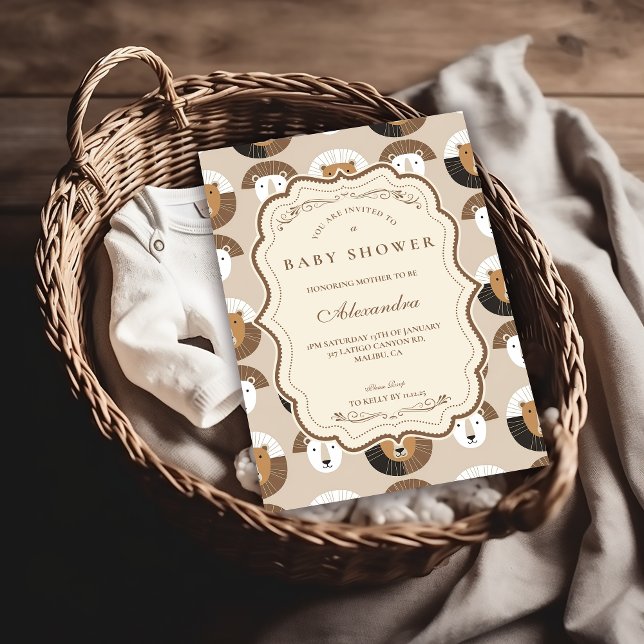 Scandinavian Safari Lion Baby Shower Inbjudningar (Skapare uppladdad)