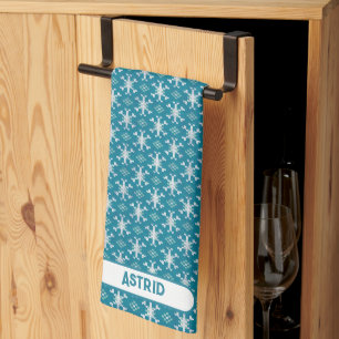 Scandinavian Snowflake Sweater Sticka Personlig Kökshandduk