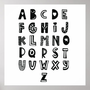 Scandinavian stil, Alphabet. Poster