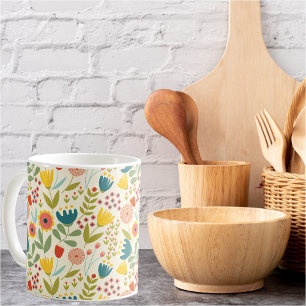 Scandinavian Summer Blommönster Ljusa färger Kaffemugg